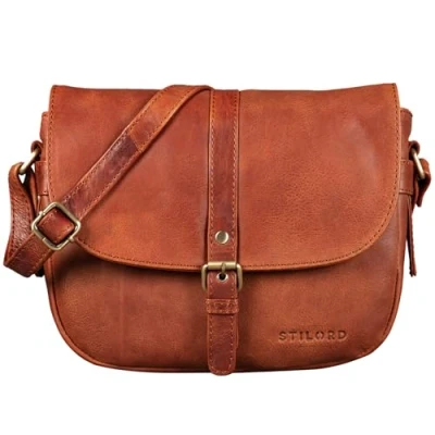 Afbeelding van STILORD &#039;Leni&#039; Dames Schoudertas Leer Vrouwen Vintage Kleine Handtas Klassieke Avondtas Partytas Tas voor Echt Leder, Kleur:arona bruin
