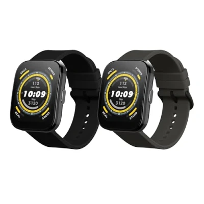Afbeelding van kwmobile 2x horlogebandjes geschikt voor Huami Amazfit Bip 5 Unity / GTR 4 bandje Smartwatch bandjes van TPU Activity tracker horloge band in zwart grijs