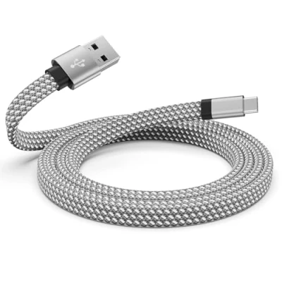 Afbeelding van Magtame Magnetische USB C kabel, 1,5 m, gecoiled A naar oplaadkabel, platte type, snelle compatibel met Samsung voor apparaat pad, zilver