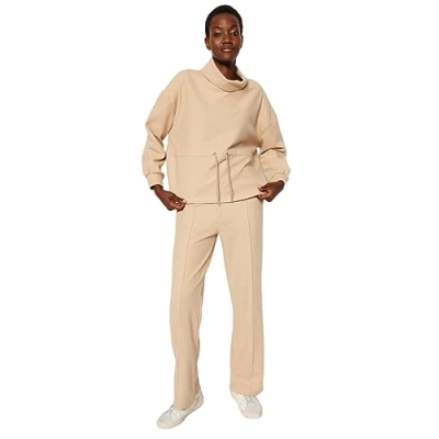 Afbeelding van Trendyol Beige Thessaloniki/Gebreide Look Hoge Kraag Verzameld Normaal/Regular Fit Gebreid Sweatshirt Twoaw24Sw00146