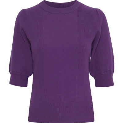 Afbeelding van ICHI Ihboston Tshirt basic, Dames, Maat: Medium, Imperial purple