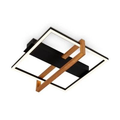 Afbeelding van BRILONER Plafondlamp 3775015 Warm wit 3000K Houttoepassing 12W 1400 lm 35 x 33 11 cm Zwart hout