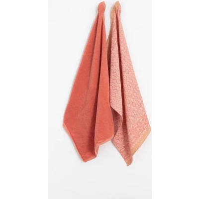 Afbeelding van Lichtroze handdoek en theedoek Terry