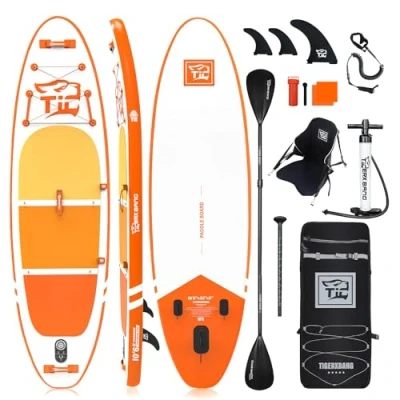 Afbeelding van TIGERXBANG SUP boards Stand Up Paddling Board 320 x 82 15 cm, opblaasbare peddelboards met dubbele rackets, kajakzitting, Defender Pro collectie oranje