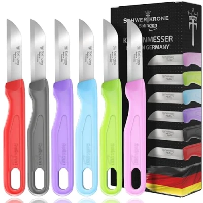Afbeelding van Schwertkrone Keukenmes Set Made in Germany Solingen Schilmes Fruitmes Groentemes Gebruiksmes Roestvrij Staal Kneipchen Mes (Keukenmes 6 Rechte Messen)