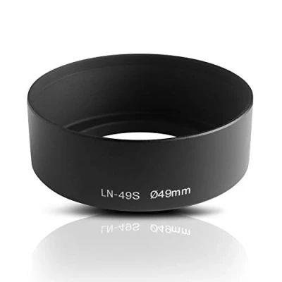 Afbeelding van 49mm Ø Metalen lenskap Lens Hood. CNC bewerkte aluminium. Voor het vastschroeven van lensfilterdraad. Canon Sony Nikon Tamron Sigma Olympus Fujifilm Pentax