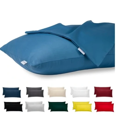 Afbeelding van Flowen Set van 2 Kussensloop 50x75 100% Katoen Satin Premium Super Zachte Kussenslopen Resistent en Hypoallergeen Anti Mijt Kussenbeschermer Decoratief met Verborgen rits Wasbaar