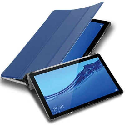 Afbeelding van Cadorabo Tablet Hoesje geschikt voor Huawei MediaPad T5 10 (10.1 inch) in JERSEY DONKER BLAUW Ultra dun beschermend geval ZONDER automatische Wake Up en Stand functie Book Case Cover Etui