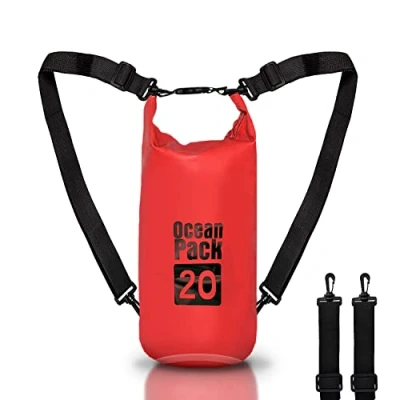 Afbeelding van Dry Bag, Waterdichte rugzak, met rolsluiting en schouderriem, mobiele telefoontas heuptas voor zee, boot, vissen, raften, strand, watersport, Rood, 20l, tas