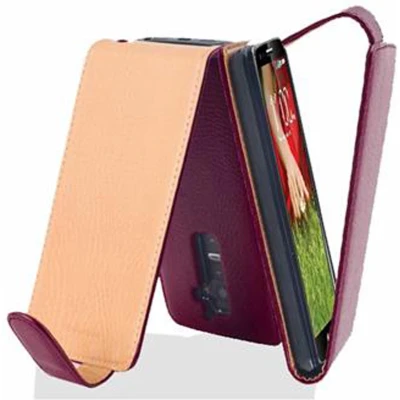 Afbeelding van Cadorabo Hoesje geschikt voor LG G2 in BORDEAUX PAARS Beschermhoes flip design Case Cover van getextureerd imitatieleer