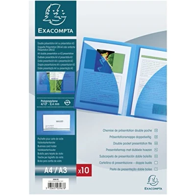 Afbeelding van Exacompta 3967E verpakking (met 10 presentatiemappen, dubbel binnenvak van PP 400µ, voor DIN A4, praktisch en belastbaar) kristal