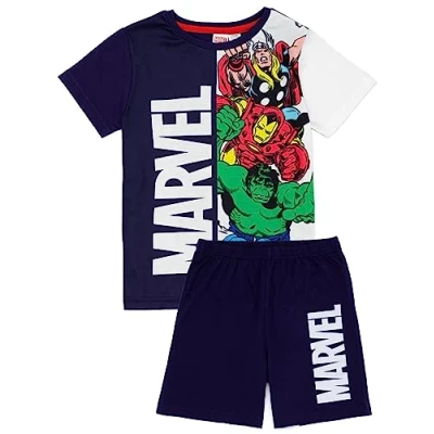 Afbeelding van Marvel Jongens Pyjama Kids Thor Iron Man Hulk Captain America Superheld T Shirt Shorts Pjs Set Film Comic Books Character Merchandise Gifts