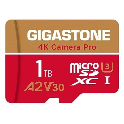 Afbeelding van Gigastone 1TB micro SD geheugenkaart, 4K Camera Pro, SDXC UHS I A2 U3 V30, 100/90 MB/s lees en schrijfsnelheid, UHD video opname, Compactcamera’s, GoPro action cam, Android Smartphones