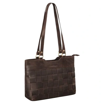 Afbeelding van STILORD &#039;Phoebe&#039; Vintage Leren Handtas Dames Gevlochten Shopper Echt Schoudertas Shopping Bag Medium Elegant, Kleur:muskaat bruin