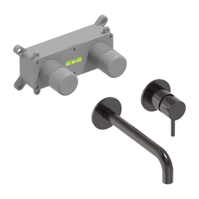 Afbeelding van MAY Eenhendel wastafelmengkraan inbouw incl. inbouwbox Geborsteld carbon black PVD