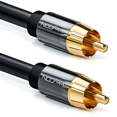 Afbeelding van deleyCON 2m Subwooferkabel Cinch RCA Digitale Coaxkabel Vergulde Stekkercontacten Audiokabel Subwoofers AV Ontvangers Versterkers Home Cinema