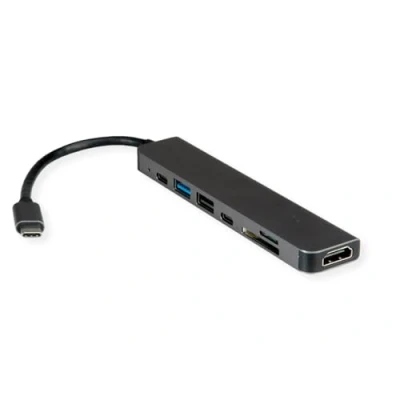Afbeelding van VALUE USB TypE C Dockingstation, HDMI 4K60, 2x USB2.0 (A+C) + 1x USB3.2 Gen1 (A), PD, SD/TF