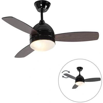 Afbeelding van QAZQA rotar Plafond ventilator met Verlichting Lamp en Afstandsbediening 2 lichts Ø 960 mm Zwart Woonkamer Slaapkamer Keuken