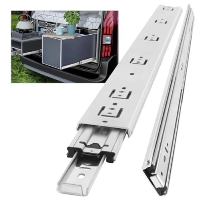 Afbeelding van AOLISHENG Heavy Duty Ladelopers Sterke ladegeleiders zonder slot Volledig Uitbreiding Trekken Lopers Max Belasting 68KG, 300 350 400 450 500 550 600 650 700 750 800 850 900 950 1000mm Zijmontage 1