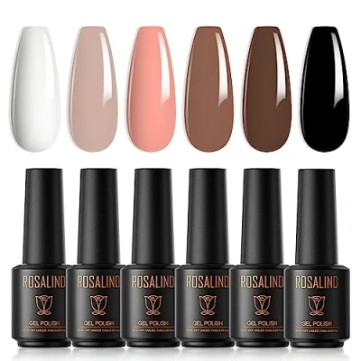 Afbeelding van ROSALIND Semi Permanente Nagellak, 6 Kleuren Mini Nagellak Permanent, UV, LED, Soak, Gel, Set31