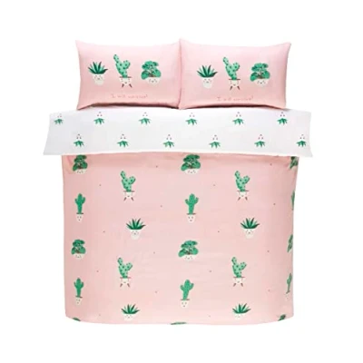 Afbeelding van Rapport Home I WILL OVERLEVEN Dubbel Beddengoed 3 delige Dekbedovertrek Set met gemengd cactus ontwerp