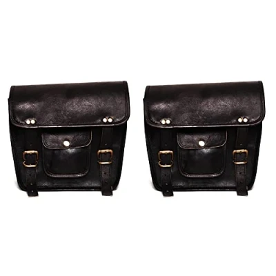 Afbeelding van ALASKA EXPORTS 1 paar motorzadeltassen lederen achterbank zadeltas reisgereedschap staart bagage zwart (2 tassen tassen) (bruin)