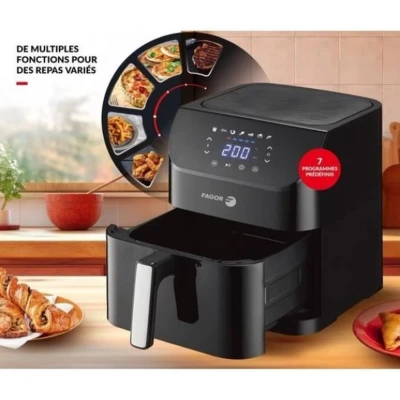 Afbeelding van Friteuse zonder olie FAGOR Airfryer FGAF8L 8L 1800 W Touchscreen 7 vooraf ingestelde kookstanden Timer Zwart