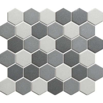 Afbeelding van The Mosaic Factory London Hexagon Dark Grey Mix 5,1x5,9 cm