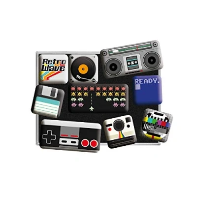 Afbeelding van Nostalgic Art Retro Koelkast Magneten, Achtung Wave Media Geschenkidee voor gamers, Magneetset magneetbord, Vintage design, 9 stuks
