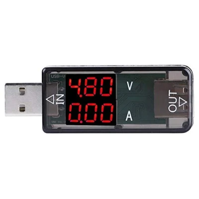 Afbeelding van USB digitale multimeter, kleur LCD voltmeter ampèremeter dubbele rij toont huidige meter multimeter lader, tester (zwart)