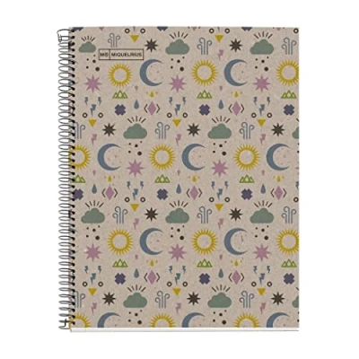 Afbeelding van Miquelrius Recycling notitieboek A4 80 vellen g geruit 5 x mm 1 gekleurde strepen deksel van gerecycled karton Design Eco Maan
