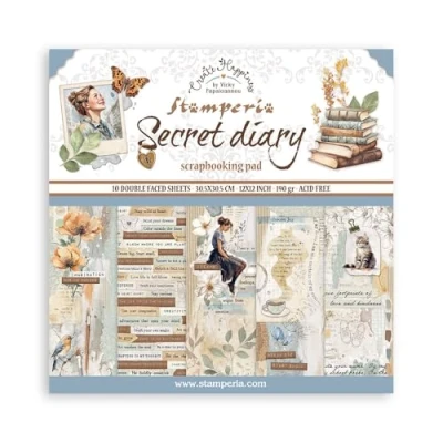 Afbeelding van Stamperia Create Happiness Secret Diary 12x12 Inch Paper Pack (SBBL152)