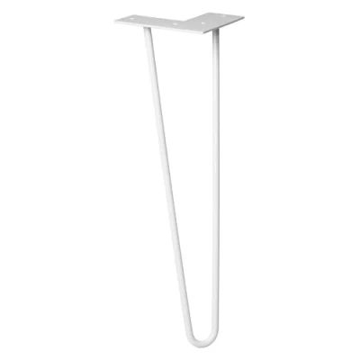 Afbeelding van WAGNER meubelpoot/tafelbeen/meubelvoet HAIRPIN LEG retro stijl staal met gepoedercoating lichtgrijs, 12 x 40 cm, poot conisch/hellend, geïntegreerde schroefplaat 12824601