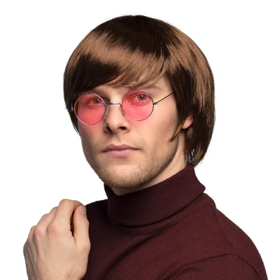 Afbeelding van Boland Pruik John Kort Bruin Steil Mannen Hippie 60&#039;s &amp; 70&#039;s Flower Power