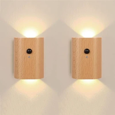 Afbeelding van oplaadbare wandlamp met bewegingssensor voor binnen LED draadloze USB nachtlamp sensor 3000K warm licht Magnetische gang lamp Traplamp, 2 stuks,A