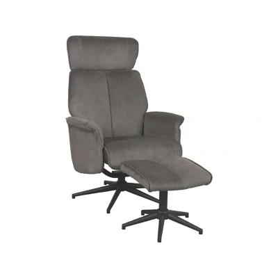 Afbeelding van Label51 Verdal fauteuil cosmo + hocker antraciet Stof