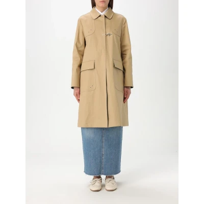 Afbeelding van Long Cotton Coat with Hook Closure Wo Beige Jackets