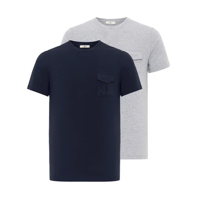 Afbeelding van dandalo 2 PACK Tshirt basic, Heren, Maat: Large, Navy grey melange