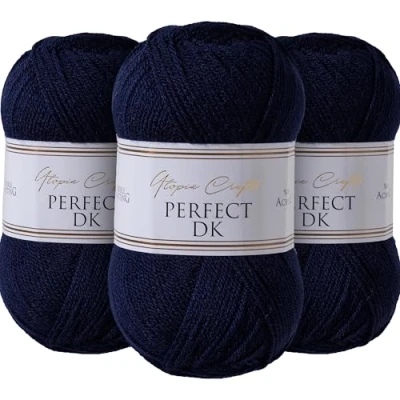 Afbeelding van Utopia Crafts DK Dubbel breigaren, 3 x 100 g (marineblauw)