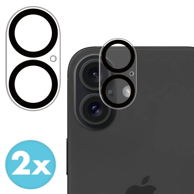 Afbeelding van 2 Pack Screenprotectors Apple iPhone 16: imoshion Camera lens protector Glas Zwarte randen