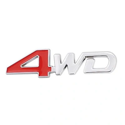Afbeelding van 4WD Embleem Sticker 3D Metalen Auto 4X4 Badge Decals Zilver Rood