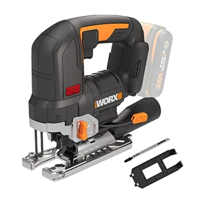 Afbeelding van WORX NITRO WX542.9 accu pendelslag decoupeerzaag, 20 V, borstelloze motor, professionele decoupeerzaag met afzuigadapter, ook ideaal voor verstekzagen, PowerShare compatibel, zonder en oplader
