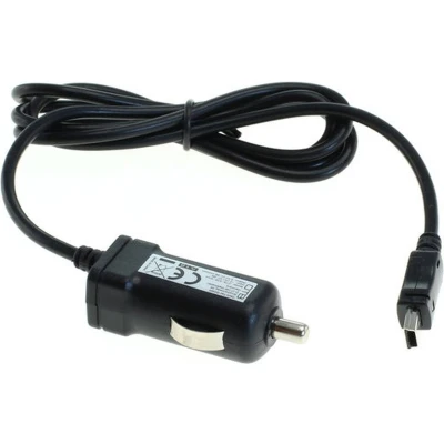 Afbeelding van USB Mini B autolader met vaste kabel 2,4A / zwart 1,1 meter