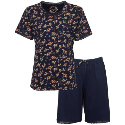 Afbeelding van Tenderness Dames Shortama Pyjama Set Donker Blauw Maat L