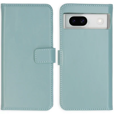 Afbeelding van Google Pixel 8a Hoesje Echt leder Selencia Bookcase Lichtblauw Telefoonhoesje