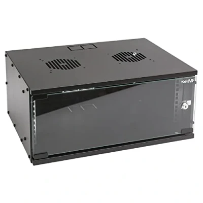 Afbeelding van HMF 65704 02 netwerkkast, serverkast 19 inch 4 HE 400 mm diepte glazen deur zwart