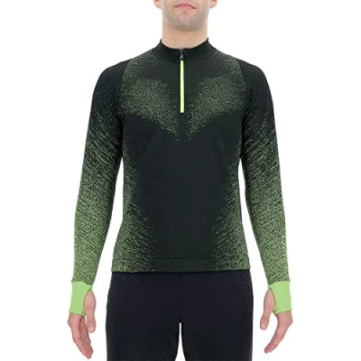 Afbeelding van Shirt UYN Men Running Exceleration L/S Zip Up Black Yellow Fluo XXL