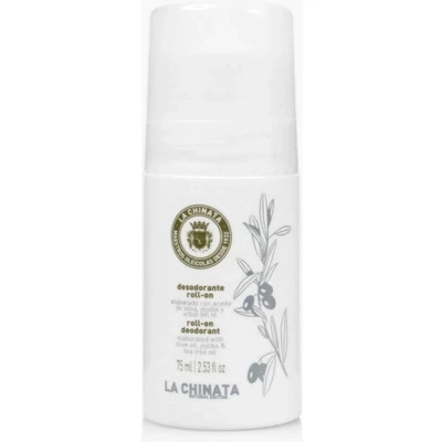 Afbeelding van LaChinata bio Roll On melk Deodorant voor gevoelige huid doeltreffend olijfolie, shea boter, aloe vera 75ml