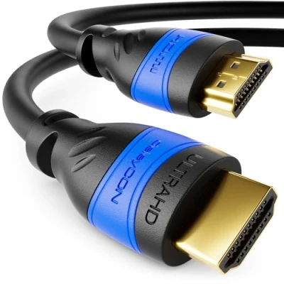 Afbeelding van deleyCON 8m HDMI Kabel 2.0a/b High Speed met Ethernet UHD 2160p 4K@60Hz 4:2:0 HDCP 2.2 ARC CEC 18Gbps 3D Full HD 1080p Dolby Zwart