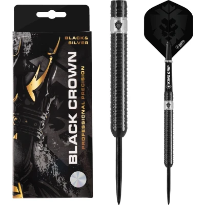Afbeelding van KOTO Black Crown 90% Darts 22 Gram, Zwart &amp; Zilver, Set Incl. 3 Barrels, Flights + Shafts Dartwallet